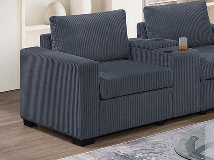 Elegant Simple Sofa Set With Console Cup Holder And Loveseat