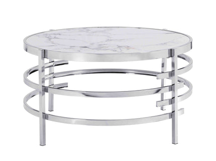 Elegant Round Table With Sintered Stone Top & Sturdy Metal Frame