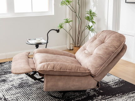 Modern Swivel Gliding Recliner Chair With Rocking Function And Phone Holder, Large Comfortable