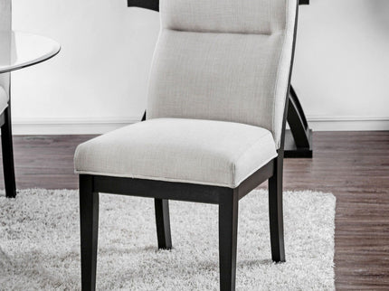 2 Tone Chairs With Tapered Legs (Set of 2) - Beige / Black / Black