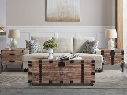 Trunk Table And Side Table With Large Storage Dress Up Your Liviing Room (Set of 3) - Antique Gray