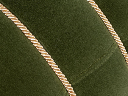 Edward - Round Upholstered Ottoman With Bullion Fringe - Olive Green