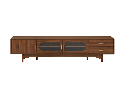 Modern TV Stand With Fluted Glass Doors & 2 Drawers