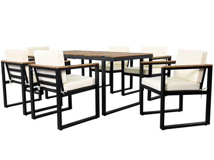 7 Pieces Outdoor Dining Set Patio Dining Table And Chair Set With And Removable Cushions For Patio