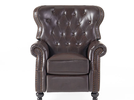Contemporary Style Push Back Recliner With Button Tufted Stitching And Nailhead Trim