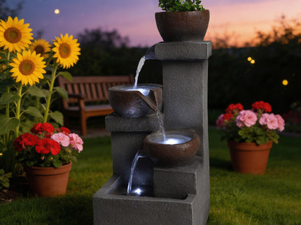 LED Waterfall Fountain Outdoor For Garden - Gray