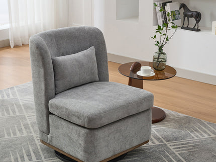 Wide Modern Cushioned Armless Metal Base 360° Swivel Chair With Pillow