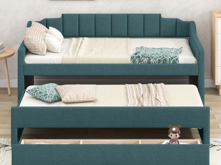 Upholstered Simple Design Daybed With Trundle And 3 Drawers
