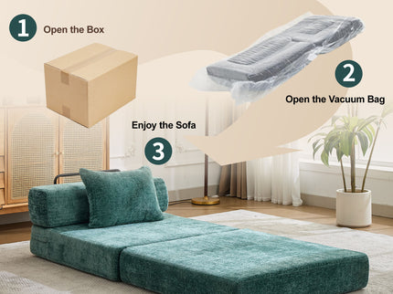 Convertible Floor Sofa Bed With Fixed Shape Frame For Living Room