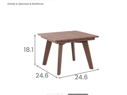 Outdoor Side Table, Wide Tabletop For Patio - Brown