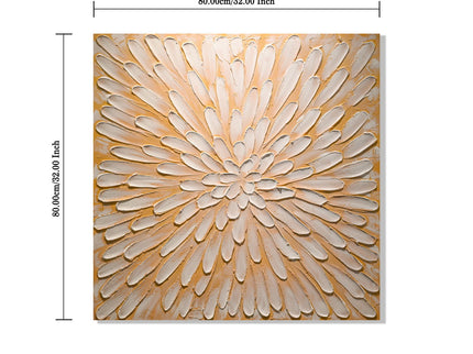 Textured Floral Canvas Wall Art, Hand Painted Thick Impasto Flower Painting (Set of 2) - Antique White