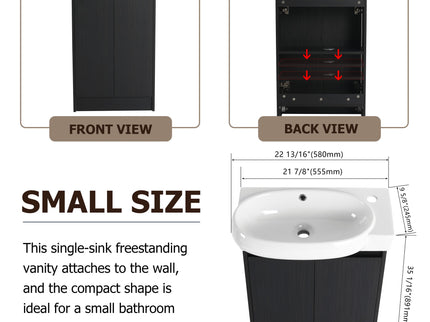 Freestanding Bathroom Vanity With Sink And Storage Rack, Soft Close Doors Base With Basin