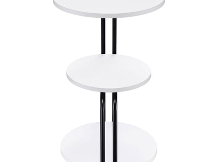 Dixon - 3 Tier Round Accent Side Table With Slim Legs - White / Black