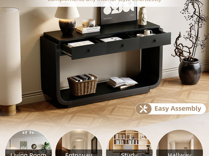 Console Table With 3 Drawers, Display Shelf