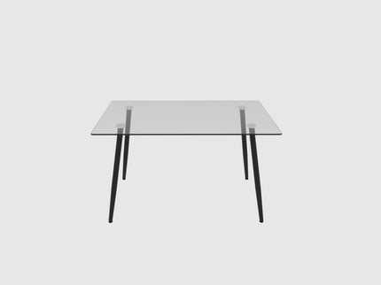 Modern Minimalist Rectangular Glass Dining Table With Tempered Glass Top Metal Legs, For 4 - 6 - Transparent