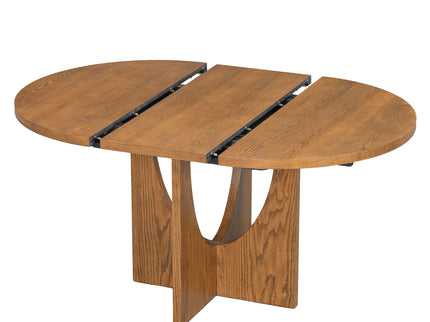 Topmax - 5 Piece Modern Extendable Round Dining Table Set With Removable Leaf For Small Places