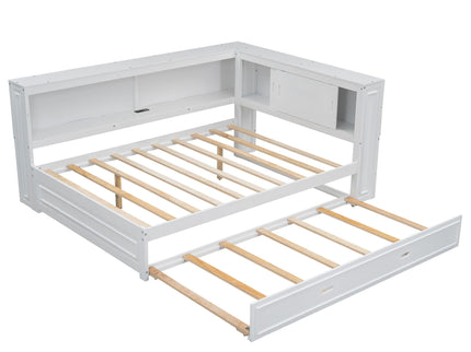 Daybed With Storage Shelves, LED, USB, And Trundle