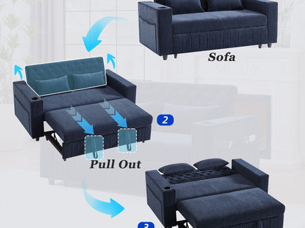 Pull-Out Sofa Bed Convertible Couch With Adjustable Backrest For Living Room