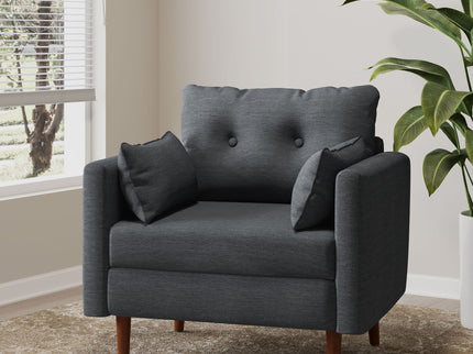 Enchantica - Upholstered Fabric Club Chair With Button Tufted And 2 Accent Pillows