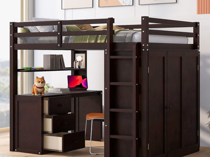 Loft Bed With Drawers, Desk, And Wardrobe