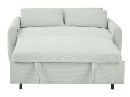 Pull-Out 2 Seat Modern Sleeper Sofa With 2 Throw Pillows And USB Ports