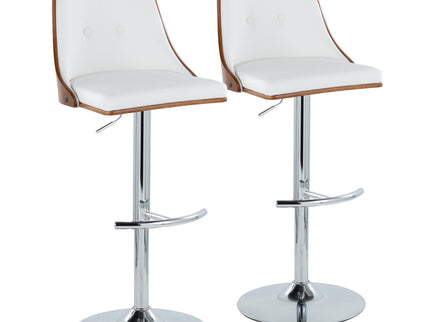 Gianna - Mid Century Modern Adjustable Barstool With Swivel With Rounded T Footrest (Set of 2)
