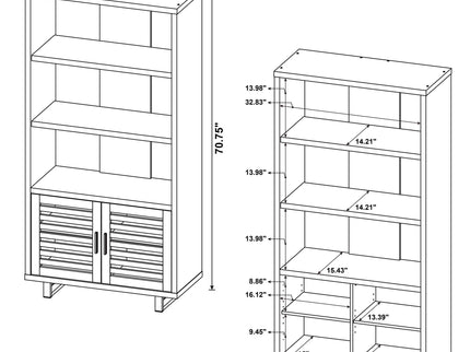 Rodger - 3 Shelf Cabinet Bookcase - Walnut