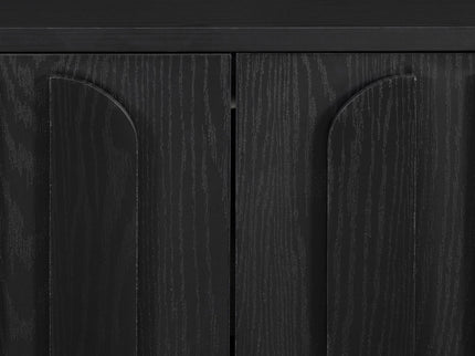Farmhouse TV Stand, Storage Media Console With Adjustable Shelves & 3 Cable Holes