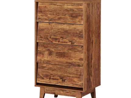 Vintage Style 4 Drawer Double Dresser With Bevel Design - Brown