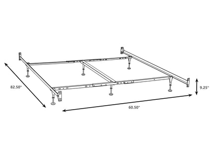Adams - Queen / Eastern King Bolt On Bed Frame With Reinforced Center Beam, Adjustable Legs - Black