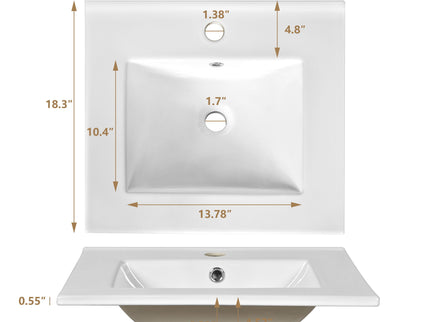 Bathroom Vanity With Sink, Soft Close Door, Adjustable U-Shaped Shelf