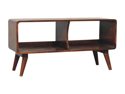 Curved Double Slot Media Unit - Dark Brown