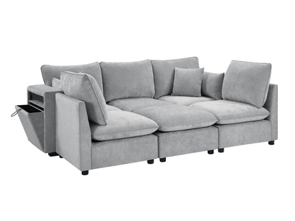 Modern Sectional Sofa U-Shaped With Movable Ottoman Storage Armrests And USB Ports