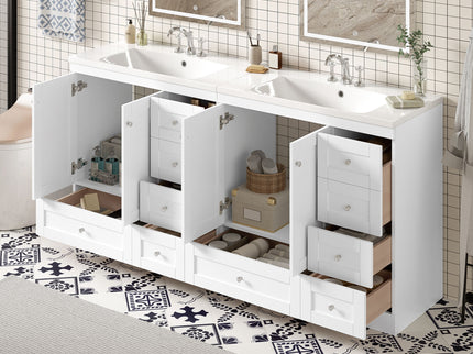 Shaker Free Standing Bathroom Vanity Cabinet & Sink, Soft Close Drawers, Soft Close Doors