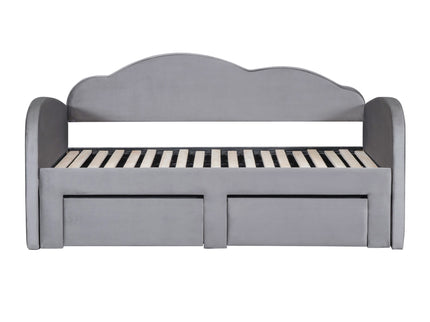 Upholstered Daybed With Cloud-Shaped Backrest, Trundle & 2 Drawers And USB Ports