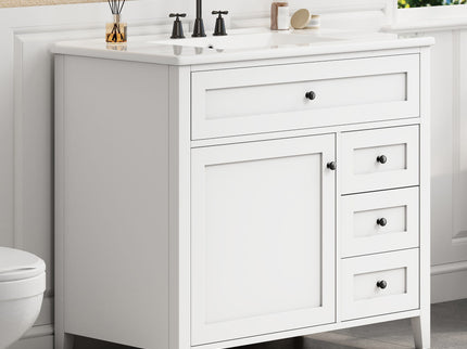 Bathroom Vanity With Sink, Cabinet With 3 Drawers And Adjustable Shelf