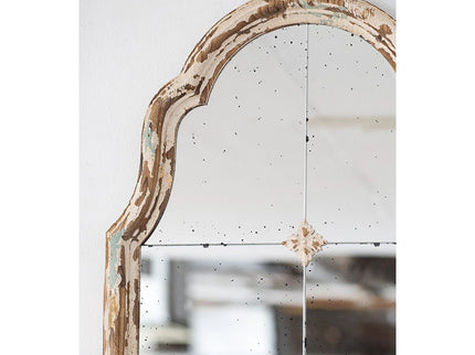 Large & Framed Wall Mirror, Arched Mirror With Decorative Window Look For Living Room - Cream