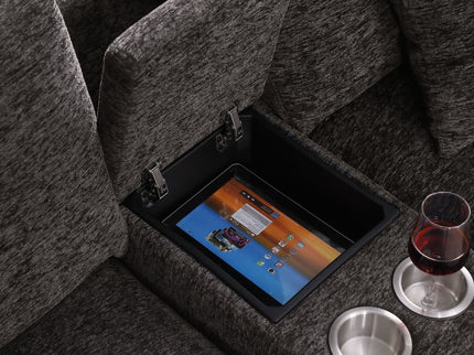 Celine - Corner Sectional Sofa With Right Facing Chaise, Cupholders, And Charging Ports - Gray