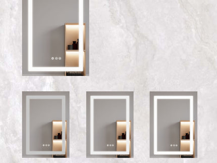 Bathroom Medicine Cabinet With LED Mirror, Anti-Fog, Waterproof, 3000K~6000K Single Door Lighted Bathroom Cabinet With Touch Swich