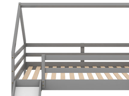House Shape Bunk Bed With Slide And Ladder