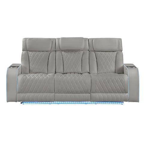 Electra - Power Reclining Sofa With Power Headrests, Drop Down Table, Reading Light, Massage, LED Lighting And USB Control