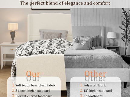 Platform Bed Frame With Tall Headboard And High Footboard