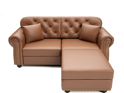 Upholstered Sofa With Nailhead Trim, Rolled Armrests With Ottoman