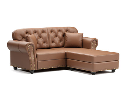 Upholstered Sofa With Nailhead Trim, Rolled Armrests With Ottoman