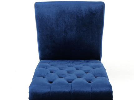 Elegant George Hi Back Dining Chair (Set of 2) With Tufted Velvet - Navy Blue