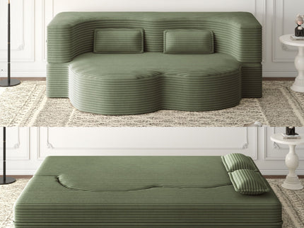 Convertible Foam-Filled Sleeper Sofa Bed With 2 Pillows