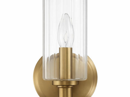 Jardin - Single Light Wall Sconce With Clear Ribbed Satin - Clear / Gold