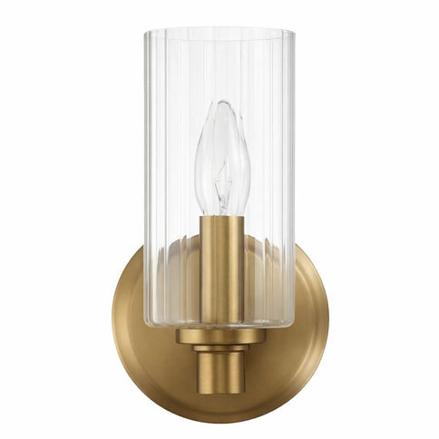 Jardin - Single Light Wall Sconce With Clear Ribbed Satin - Clear / Gold
