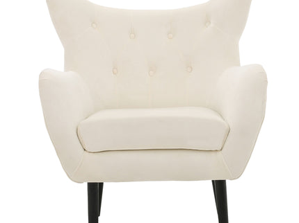 Style Velvet Arm Chair With Wingback And Flared Arms - Ivory