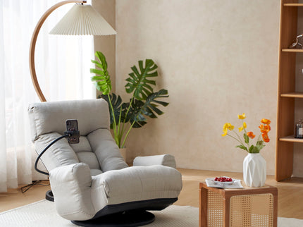 Adjustable Swivel Lounge Chair With 360 Degree Rotating Seat And Headrest Support